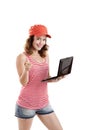 Girl with a laptop Royalty Free Stock Photo