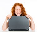 Girl with laptop Royalty Free Stock Photo