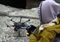 Girl launches a hexacopter