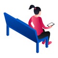 Girl at laundry bench icon, isometric style Royalty Free Stock Photo