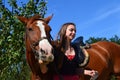 Girl leading horse Royalty Free Stock Photo