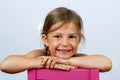 Girl leaning on chair Royalty Free Stock Photo