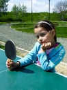 Girl learn to play ping-pong