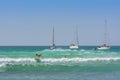 Girl learning to wave surf Boa Vista