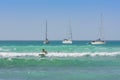 Girl learning to wave surf Boa Vista