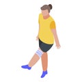 Girl with leg injury icon, isometric style