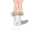 Girl legs knees socks flowers holiday spring