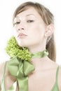 Girl with lettuce green bow
