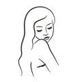 Girl line art portrait in minimalist modern style