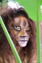 Girl with lion face bodypaint