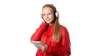 Girl listening to music on tablet Royalty Free Stock Photo