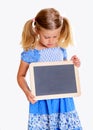 Girl with little blackboard