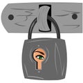 The girl is locked, under a heavy lock