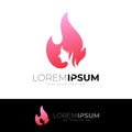 Girl logo and flame design template, red color Royalty Free Stock Photo