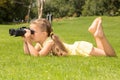 Girl Lokking in Binoculars