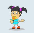 Girl with lollipop cartoon Royalty Free Stock Photo