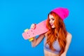 Girl with long board. More colors to your life! Foxy cute charmi