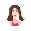 Girl long haircut icon, cartoon style