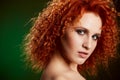 Girl with long and shiny wavy red hair Royalty Free Stock Photo