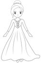 Girl in a long sleeve gown coloring page