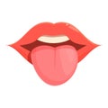 Girl long tongue icon cartoon vector. Organ healthy teeth