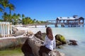 Girl look at the old Key West pier