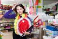 girl looking for carnival things Royalty Free Stock Photo