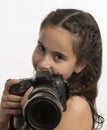 Little girl with a professional camera