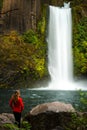 Girl looking at Toketee Falls Douglas County Oregon