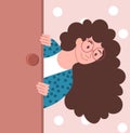 Girl looks out of door Royalty Free Stock Photo