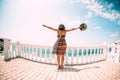 The girl looks at the sea Royalty Free Stock Photo