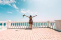 The girl looks at the sea Royalty Free Stock Photo