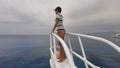 The girl looks into the sea on a yacht Royalty Free Stock Photo