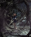 Girl lost in the haunted forest