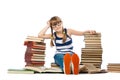 Girl with lot of books Royalty Free Stock Photo