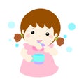 Girl love brush teeth cartoon