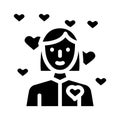 girl in love glyph icon vector illustration