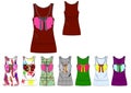 Girl low scoop neckline bow vest print design template