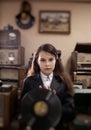 Girl with LP record