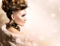 Girl in luxury fur coat Royalty Free Stock Photo