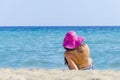 Girl lying in the beach sand Royalty Free Stock Photo