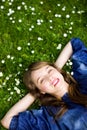 Girl lying on the grass Royalty Free Stock Photo