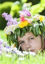 Girl lying in the grass Royalty Free Stock Photo