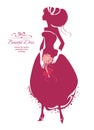 Girl in a magnificent dress silhouette illustration