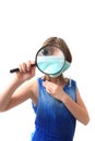 Girl and magnify glass