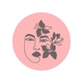 Girl with magnolias in her hair icon for social media. Cosmetics, fashion and beauty Asian women Korean cosmetics