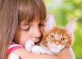 Girl with Maine Coon Royalty Free Stock Photo