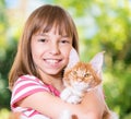 Girl with Maine Coon Royalty Free Stock Photo