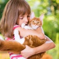 Girl with Maine Coon Royalty Free Stock Photo