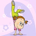 Girl make handstand - vector cartoon illustrationgirl make handstand - vector cartoon illustration